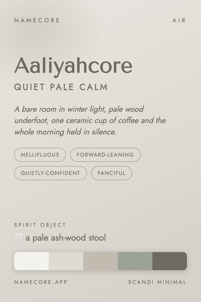 Aaliyah aesthetic card in the Scandi Minimal palette
