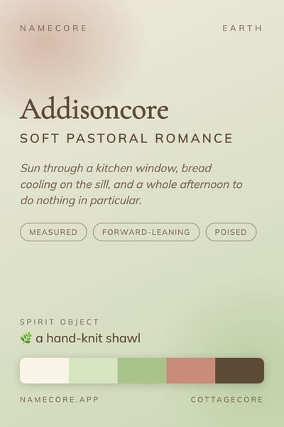 Addison aesthetic card in the Cottagecore palette