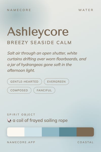 Ashley aesthetic card in the Coastal palette