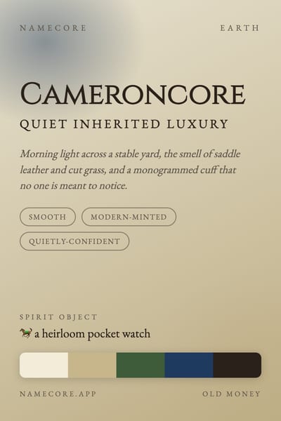 Cameron aesthetic card in the Old Money palette