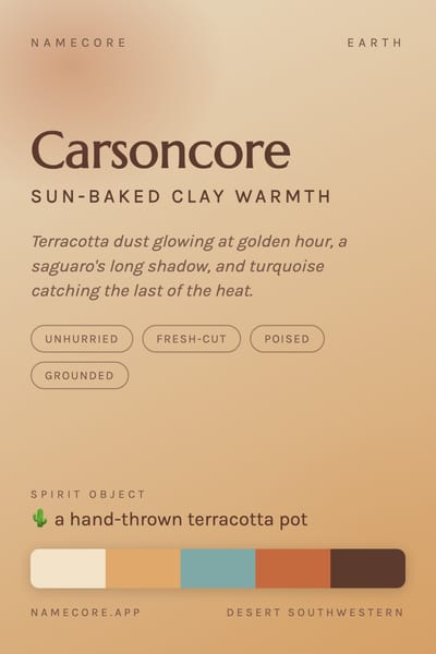 Carson aesthetic card in the Desert Southwestern palette