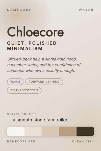 Chloe aesthetic card in the Clean Girl palette