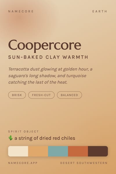 Cooper aesthetic card in the Desert Southwestern palette