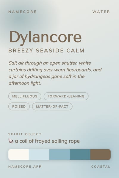 Dylan aesthetic card in the Coastal palette