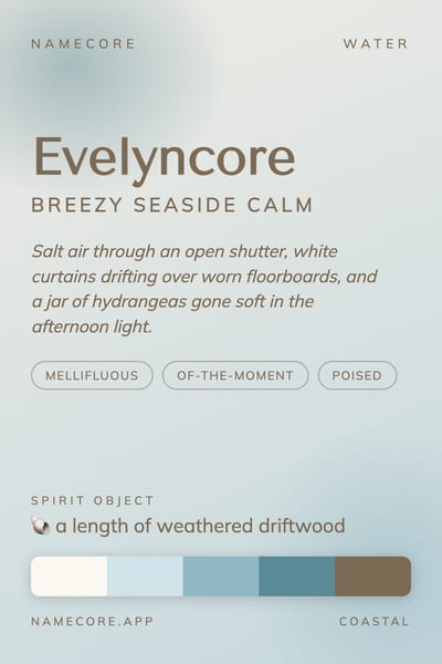 Evelyn aesthetic card in the Coastal palette
