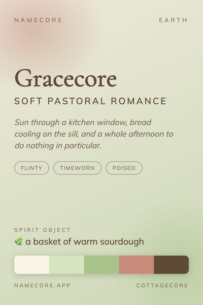 Grace aesthetic card in the Cottagecore palette