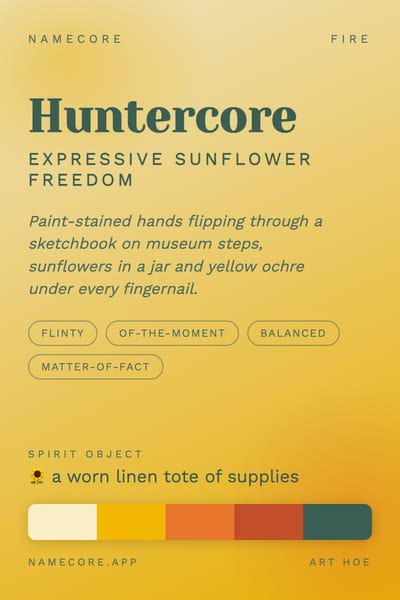 Hunter aesthetic card in the Art Hoe palette