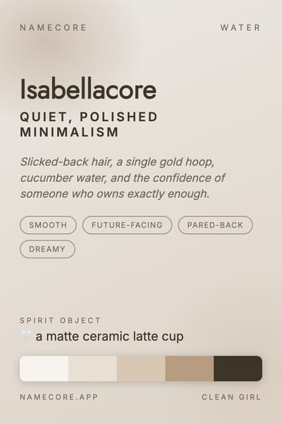 Isabella aesthetic card in the Clean Girl palette