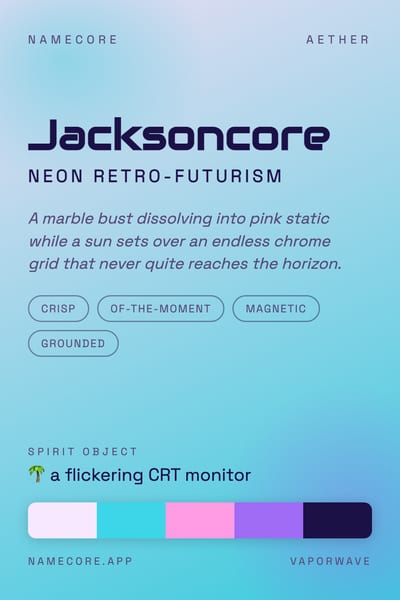 Jackson aesthetic card in the Vaporwave palette