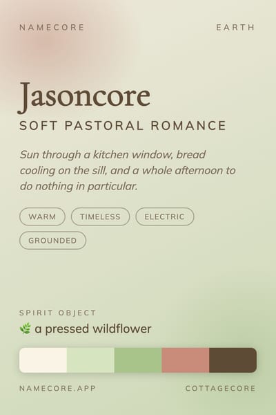 Jason aesthetic card in the Cottagecore palette