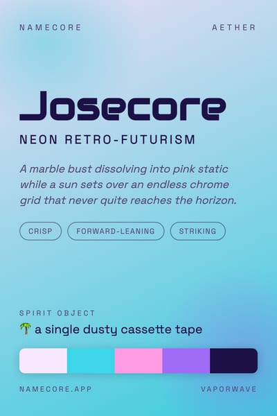 Jose aesthetic card in the Vaporwave palette