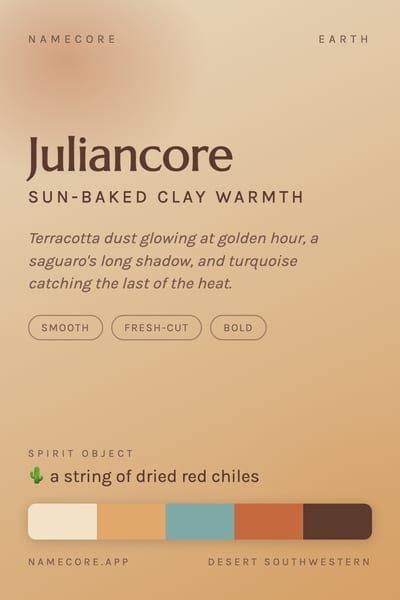 Julian aesthetic card in the Desert Southwestern palette