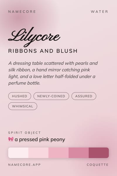 Lily aesthetic card in the Coquette palette