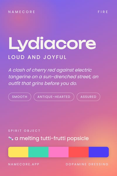Lydia aesthetic card in the Dopamine Dressing palette
