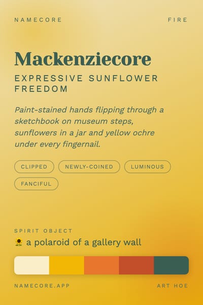Mackenzie aesthetic card in the Art Hoe palette