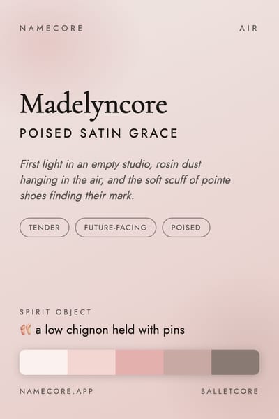 Madelyn aesthetic card in the Balletcore palette