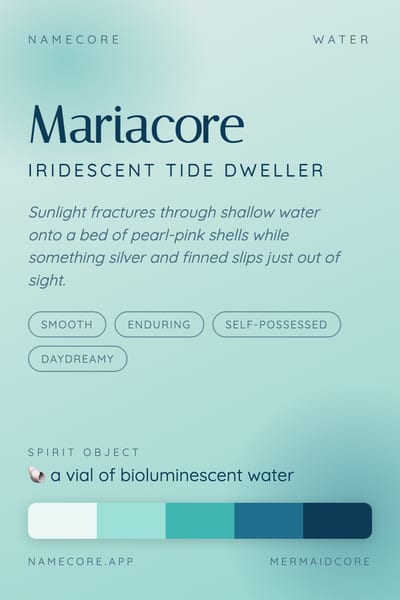 Maria aesthetic card in the Mermaidcore palette