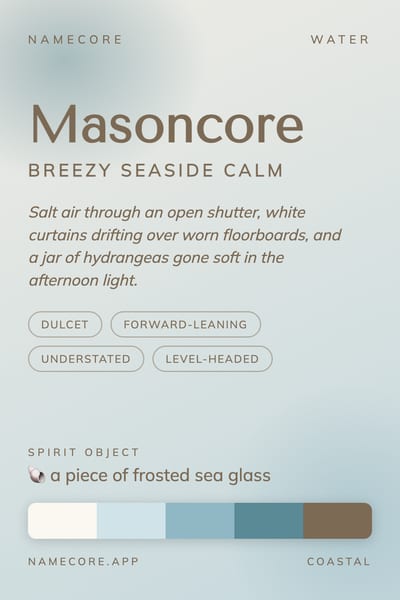 Mason aesthetic card in the Coastal palette