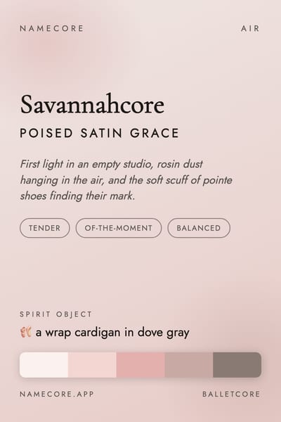Savannah aesthetic card in the Balletcore palette