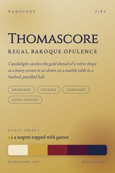 Thomas aesthetic card in the Royalcore palette